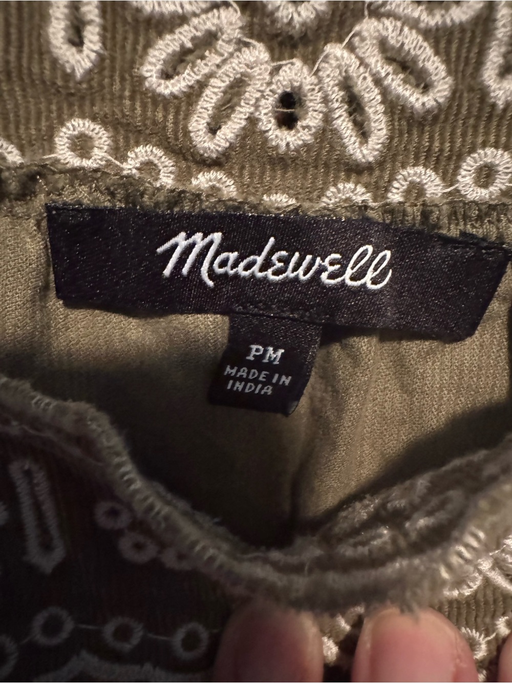 Madewell Embroidered Corduroy Square-Neck Mini Dress Size Medium Petite - Picture 6 of 7